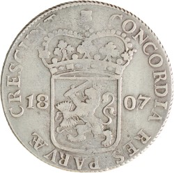 Zilveren dukaat of rijksdaalder. Utrecht. 1807. Zeer Fraai -.