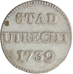Duit - Afslag in zilver. Utrecht stad. 1739. Zeer Fraai +.