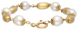 Vintage 18 kt. geelgouden Italiaanse armband met parels.