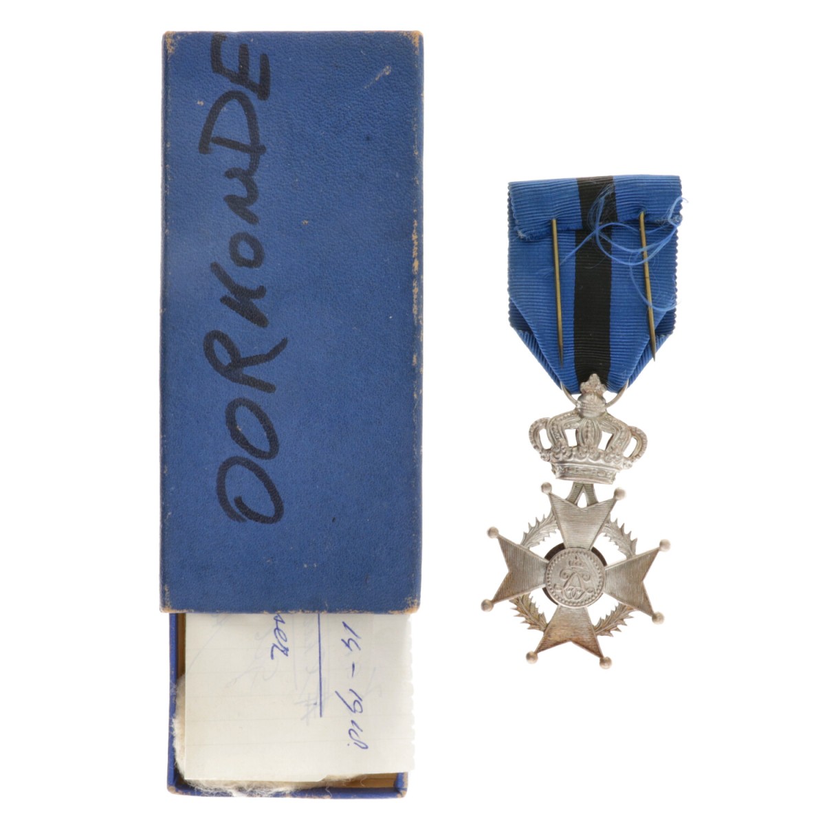 Belgium. First half of the 20th century. Knights' cross of the Order of Leopold II with crossed swords.