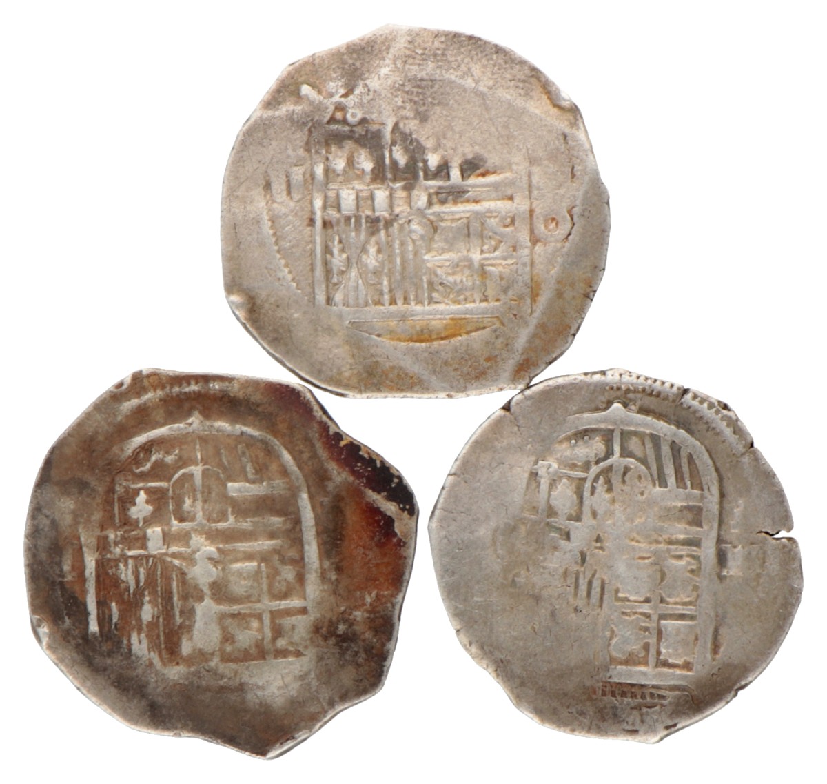 Mexico. Spanish colony. Philips III. Lot (3) Cob of 2 Reales . N.D. (1598 - 1621).