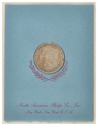 USA. 'Morgan' dollar - Inside a christmas greeting card (1956) from Norelco to a company in Drachten (NL). 1897.