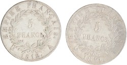 France. Empire. Napoleon. Lot (2) 5 Francs. 1811 A and 1812 A.