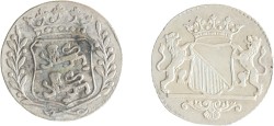 Lot (2) Utrecht en West-Friesland. Duit. Afslag in zilver. 1763 en 1778. Gemiddeld Zeer Fraai.