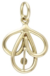 14 kt. Geelgouden vintage hanger bezet met roos geslepen diamant en zaadparel.