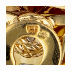 Bvlgari 18 kt. bicolor gouden 'Pyramid' oorclips bezet met citrien.