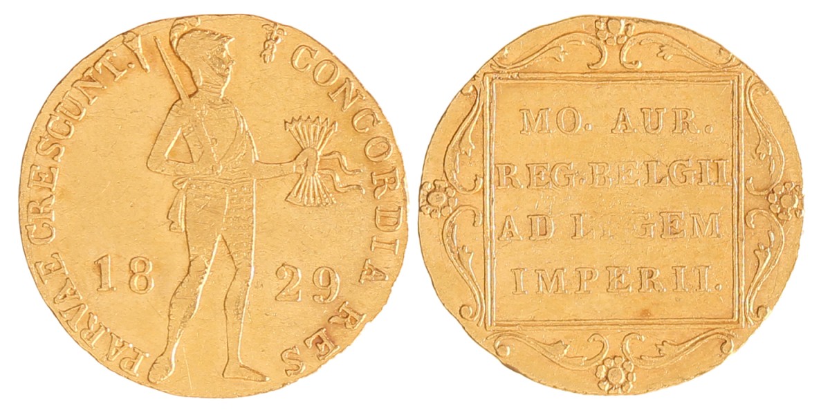 Gouden dukaat. Willem I. 1829. Zeer Fraai.