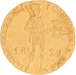 Gouden dukaat. Willem I. 1829. Zeer Fraai.