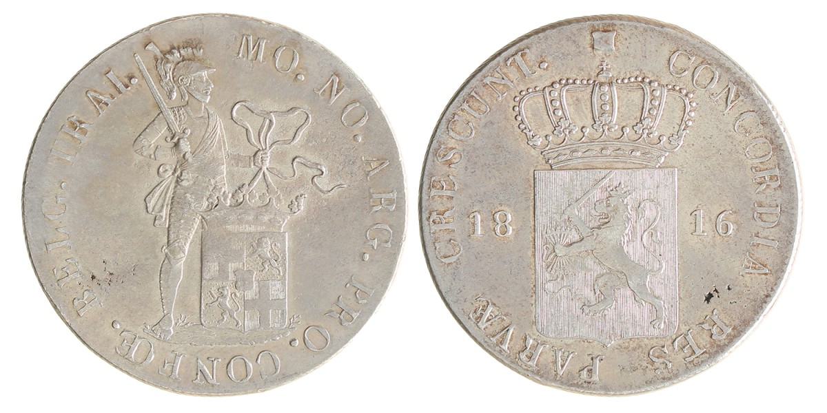 Zilveren dukaat. Willem I. 1816. Zeer Fraai +.