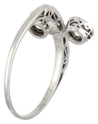 Art Deco 14K witgouden Toi & Moi ring bezet met ca. 1.00 ct. diamant.