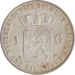 1 Gulden. Willem III. 1858. UNC -.