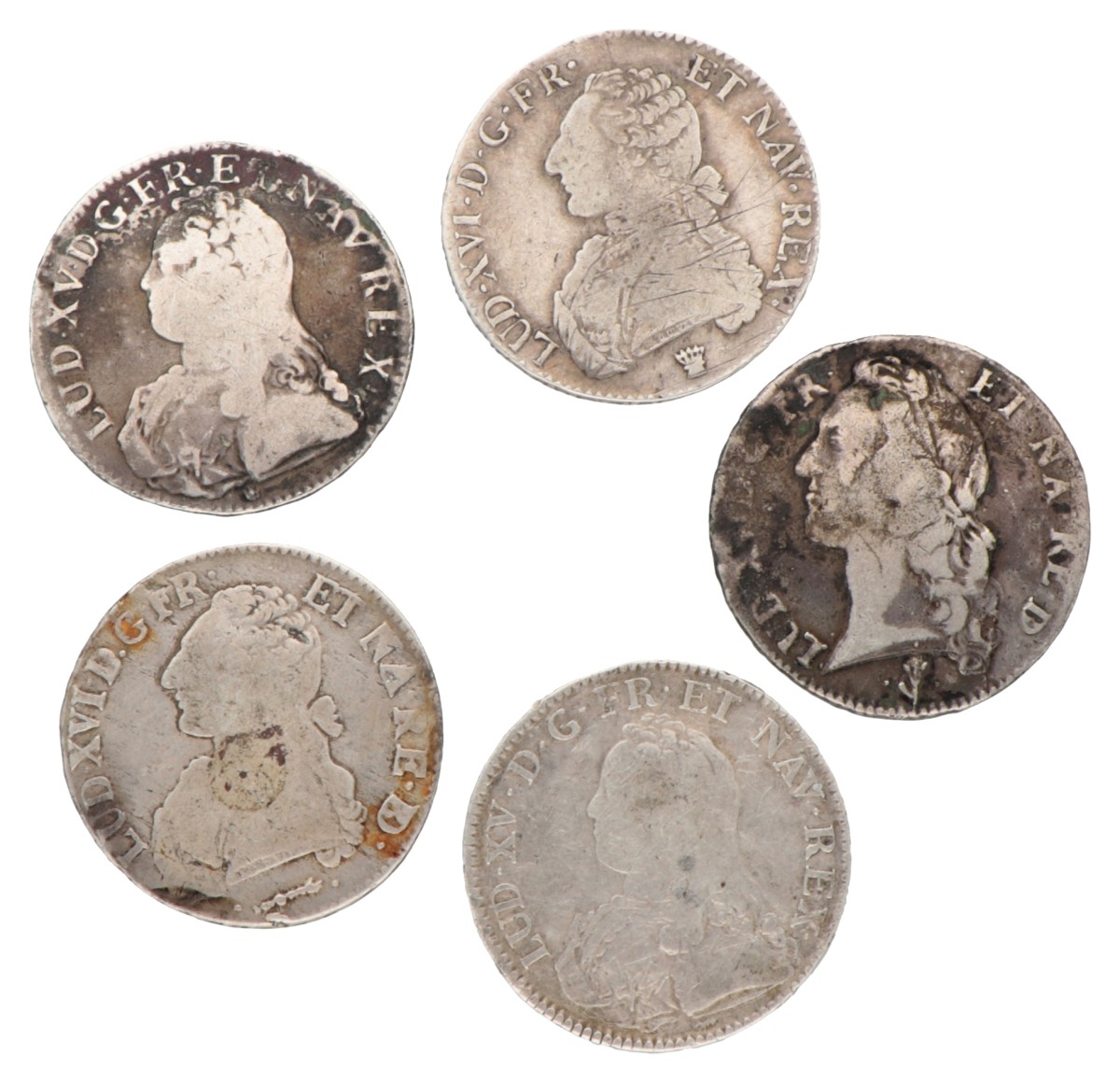 France. Kingdom. Lot (5) silver coins. 1720 - 1790.