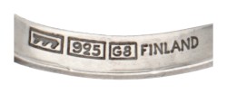 Lot van 6 zilveren ringen en hangers door Finse designer Karl Laine, bezet met bergkristallen.