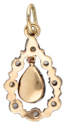 Antieke 14 kt. geelgouden / sterling zilveren hanger bezet met roos geslepen diamanten.