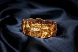 18 kt. Geelgouden brutalistische 'Golden River' armband door Björn Weckström voor Lapponia, ca. 1970.