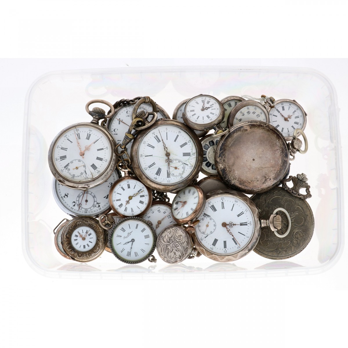 Lot (25) zakhorloges zilver - Heren en dames.