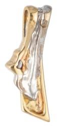 14 kt. Bicolor gouden hanger bezet met diamant.