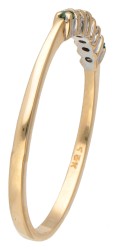 14 kt. Geelgouden rivière ring bezet met diamant en natuurlijk smaragd.