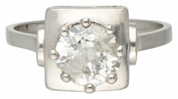 Vintage Pt 850 platina solitair ring bezet met ca. 1.40 ct. diamant.