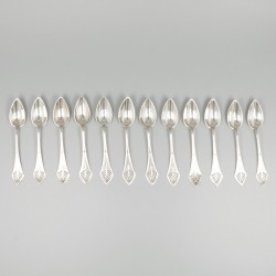 12-delige set koffielepels zilver.