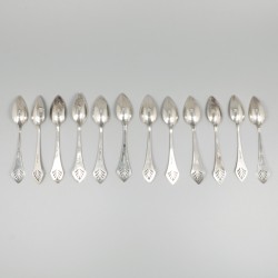 12-delige set koffielepels zilver.