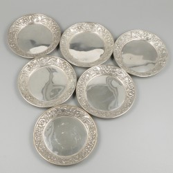6-delige set onderzetters zilver.