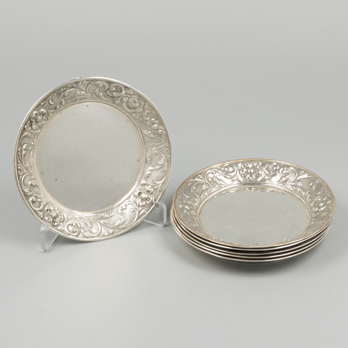 6-delige set onderzetters zilver.