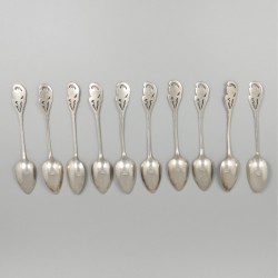 10-delige set thee/koffielepels zilver.