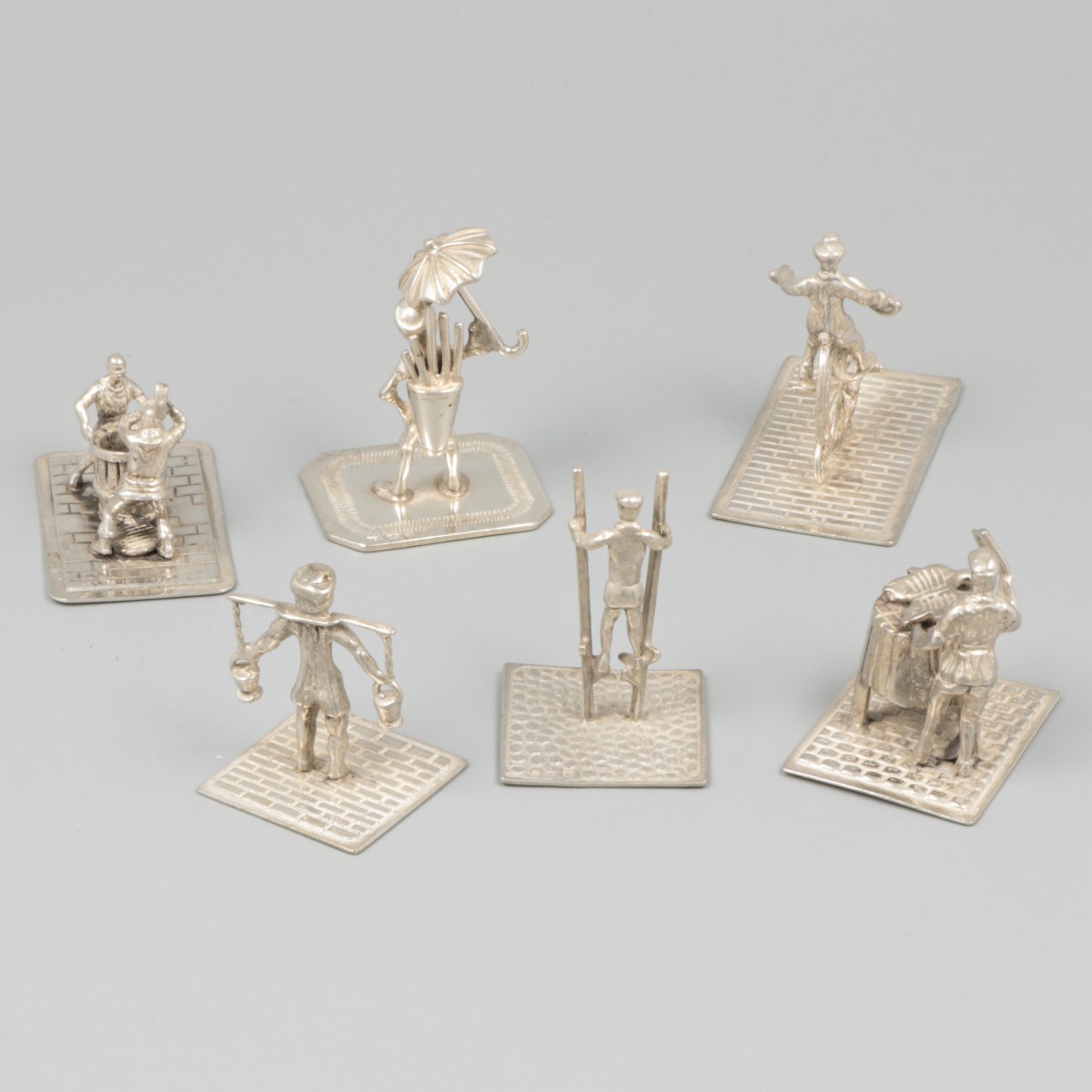 6-delig lot miniaturen zilver.