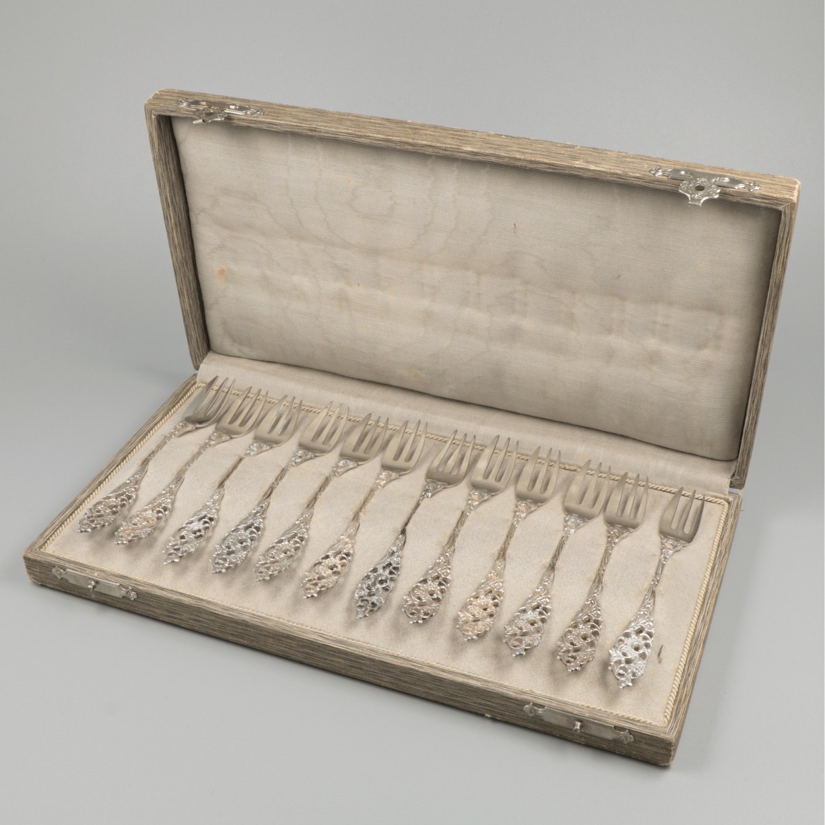 12-delige set taartvorkjes zilver.