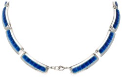 Sterling zilveren Noors design collier met blauwe emaille door Albert Scharning.