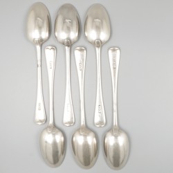 6-delige set dinerlepels zilver.