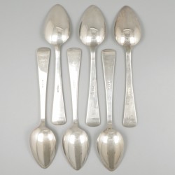6-delige set lepels Haags lofje zilver.
