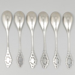 6-delige set koffie- / theelepels zilver.