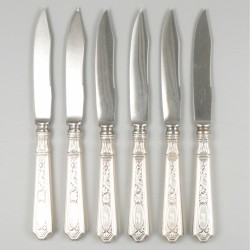 6-delige set messen zilver.