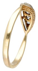 Vintage 14 kt. geelgouden en Pt 850 platina ring bezet met ca. 0.14 ct. diamant.