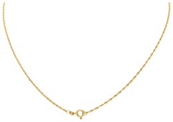 18 kt. Geelgouden collier met een BWG geelgouden geëmailleerde flexibele vishanger.