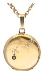 Antiek 14 kt. geelgouden collier met medaillon hanger.