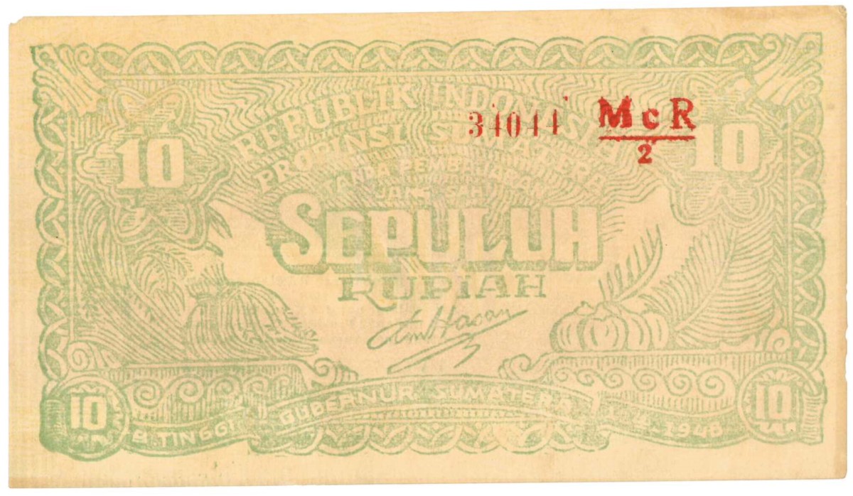 Indonesia. 10 rupiah. Banknote. Type 1948. - Extremely fine.