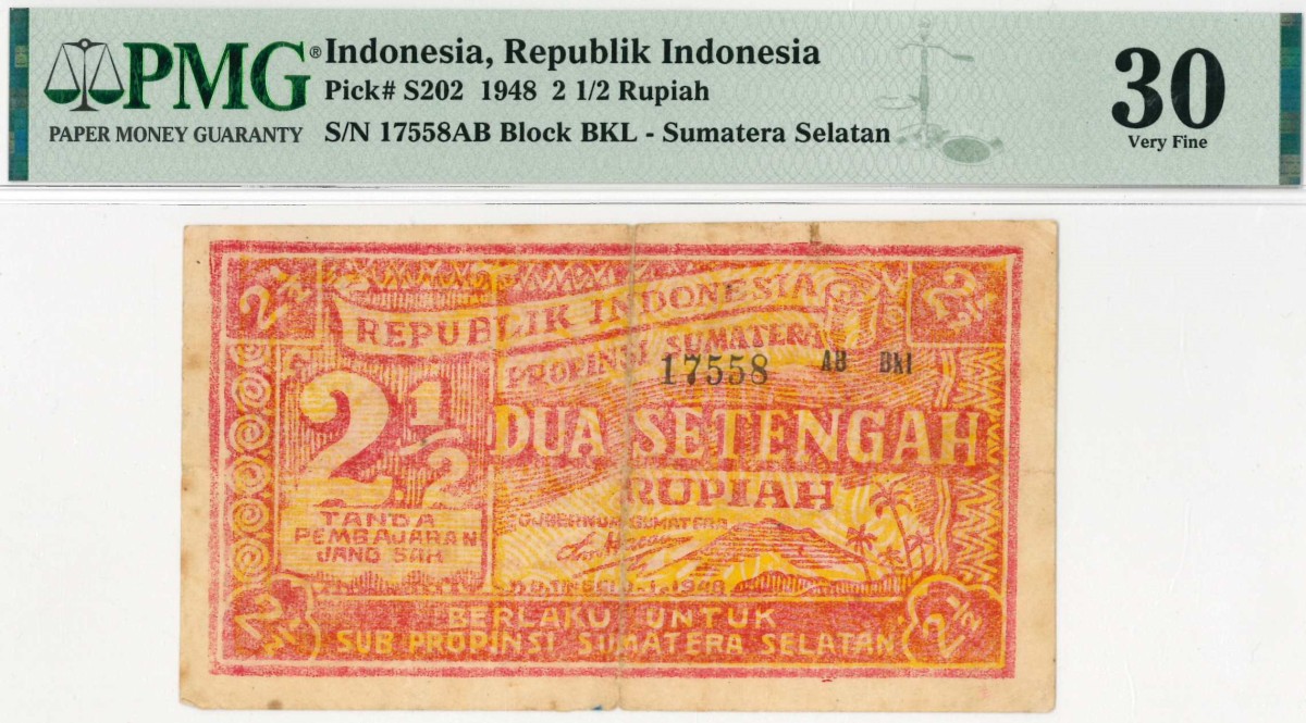Indonesia. 2½ rupiah. Banknote. Type 1948. - Very fine.