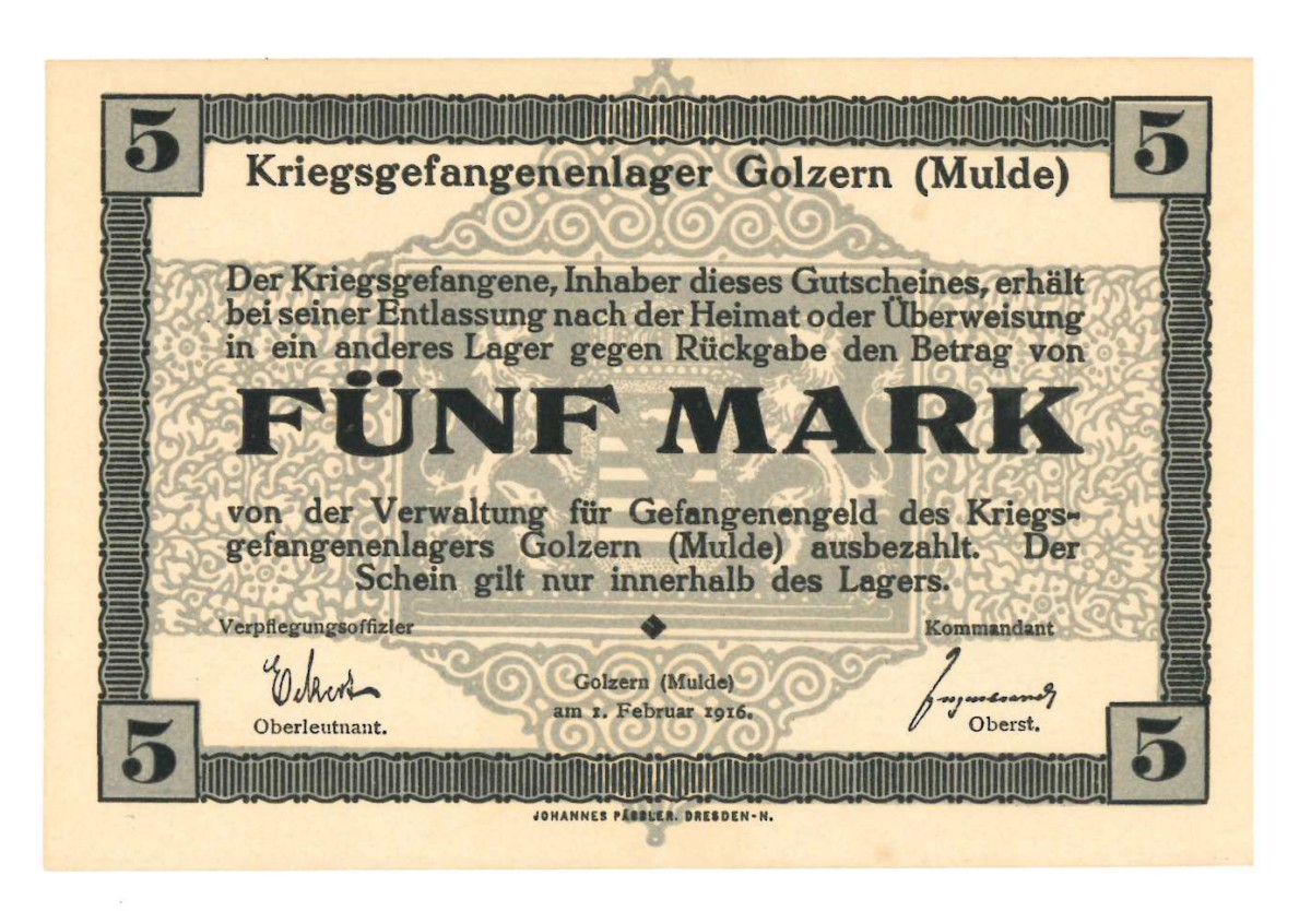 Germnay. 5 mark. Banknote. Type 1916. Type Mulde. - UNC.