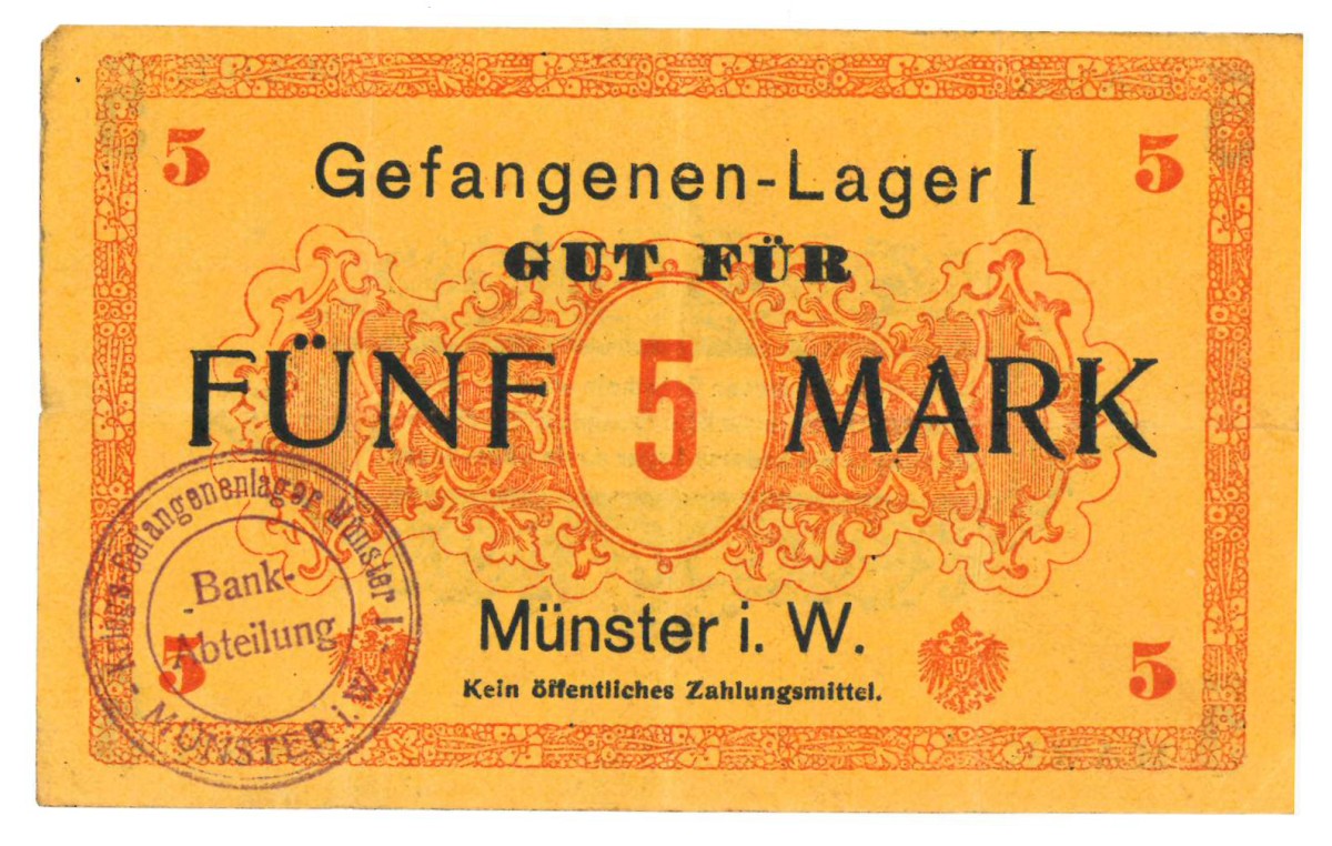 Germany. 5 mark. Banknote. Type ND. Type Münster. - Very fine -.