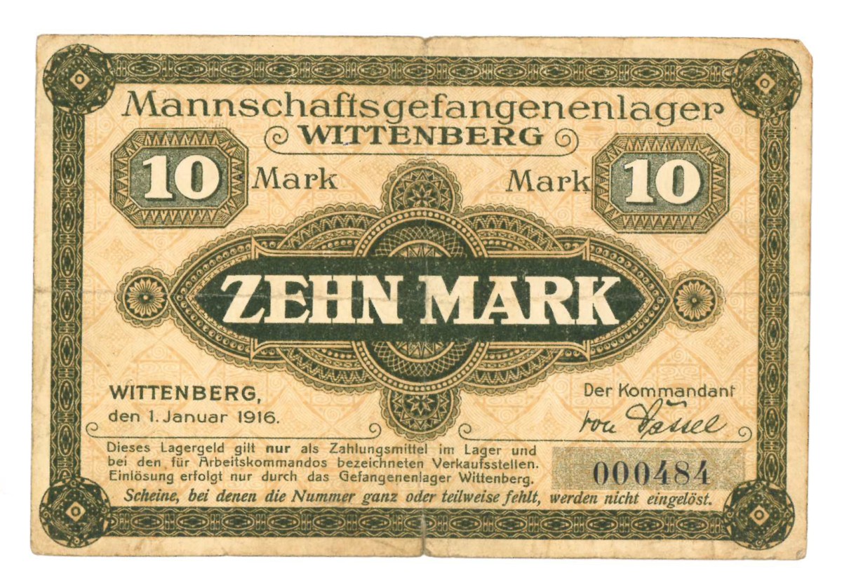 Germany. 10 mark. Banknote. Type 1916. Type Wittenberg. - Fine .