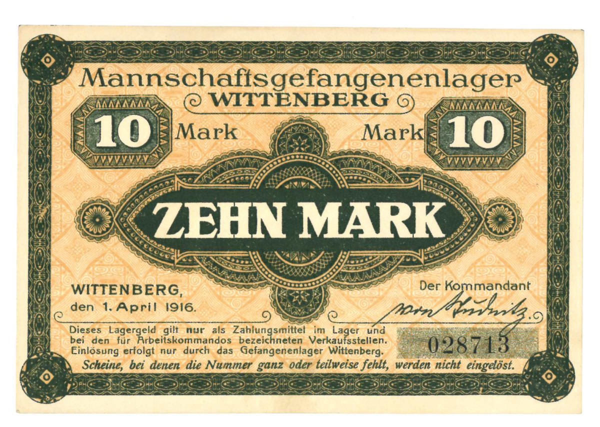 Germany. 10 mark. Banknote. Type 1916. Type Wittenberg. - About UNC.