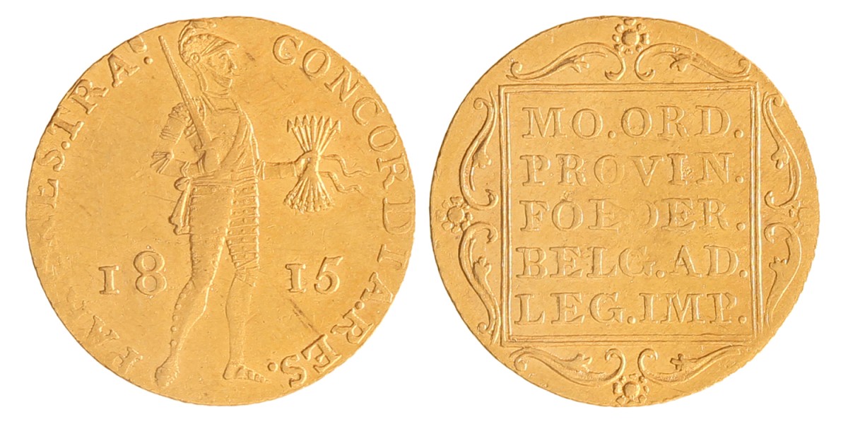 Gouden dukaat. Willem I. 1815. Zeer Fraai / Prachtig.