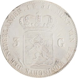 3 gulden. Willem I. 1831/21 streep. Zeer Fraai +.