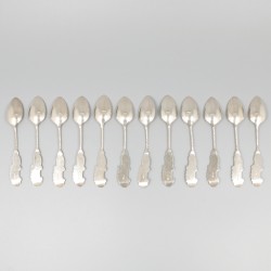 12-delige set koffielepels zilver.