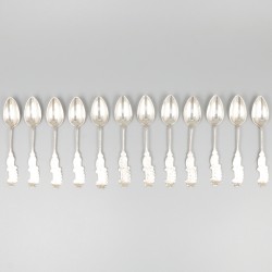 12-delige set koffielepels zilver.