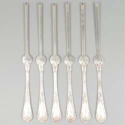 6-delige set kreeftvorkjes zilver.