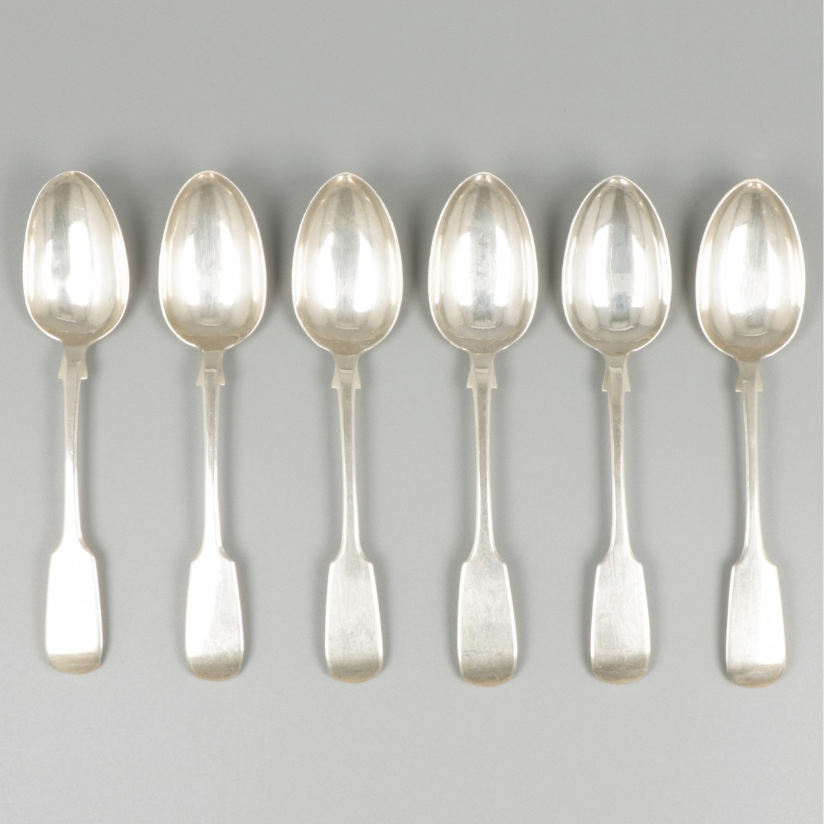 6-delige set dessertlepels (Exeter 1855) zilver.